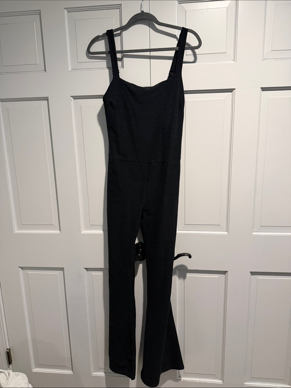 Beyond Yoga Maternity Spacedye Jumpsuit Black Size Large Shelf Bra Wide Leg